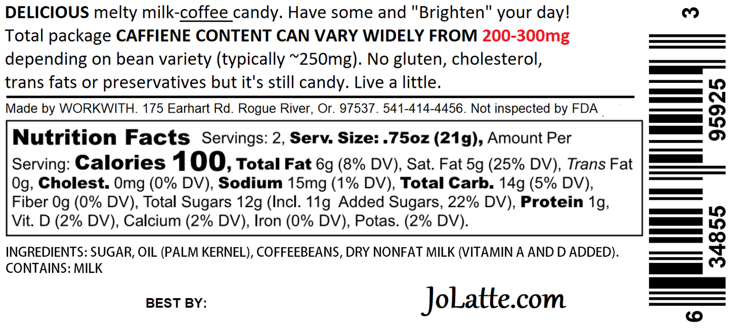 JoLatte milk-Coffee treats (per pack pricing)
