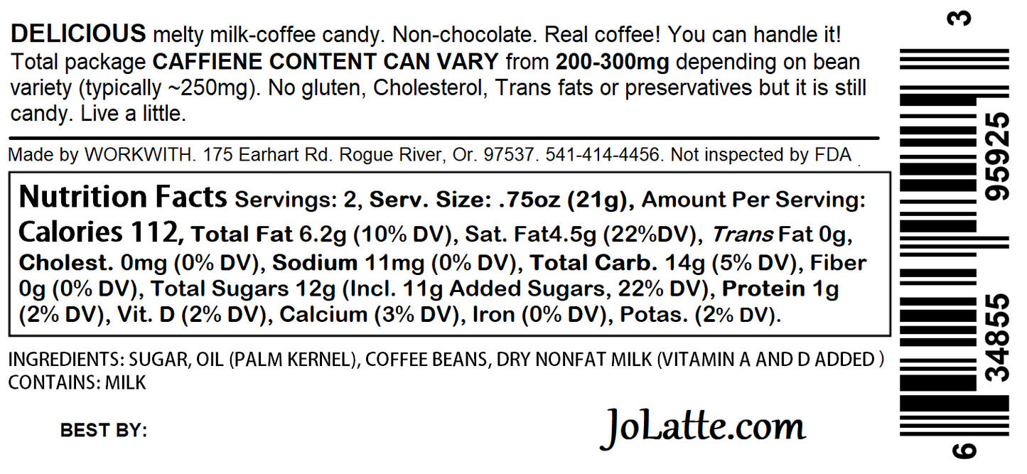 JoLatte milk-Coffee treats (per pack pricing)