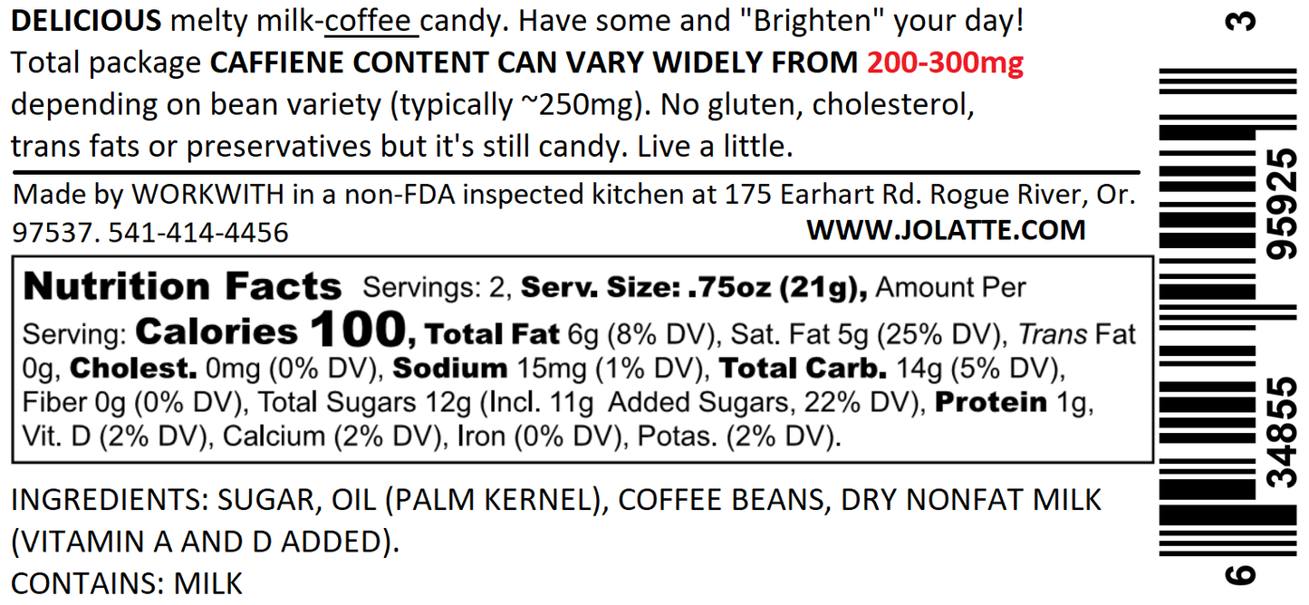 JoLatte milk-Coffee treats bulk rate. 200 packs